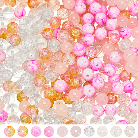 300Pcs 5 Colors Transparent Glass Beads GLAA-SC0002-42A-1