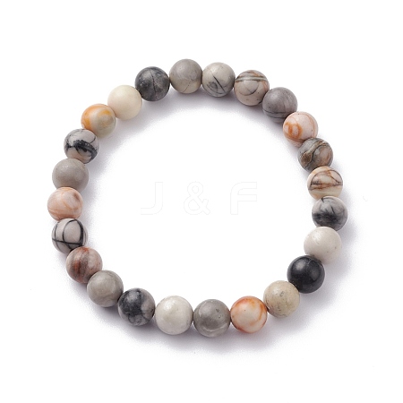 Natural Polychrome Jasper/Picasso Stone/Picasso Jasper Beaded Bracelets BJEW-JB06472-1