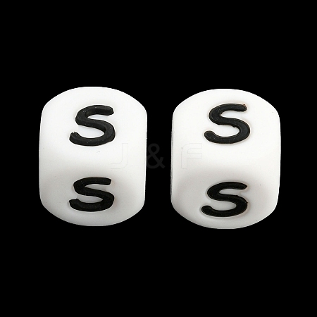 20Pcs White Cube Letter Silicone Beads 12x12x12mm Square Dice Alphabet Beads with 2mm Hole Spacer Loose Letter Beads for Bracelet Necklace Jewelry Making JX432S-1