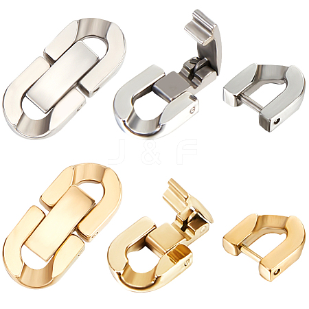 Beebeecraft 6Pcs 2 Colors 304 Stainless Steel Fold Over Clasps STAS-BBC0003-02-1