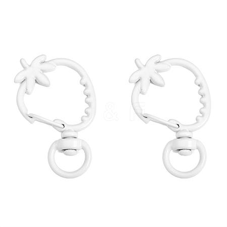 Spray Painted Strawberry Spring Ring Clasps PW-WGB8233-01-1