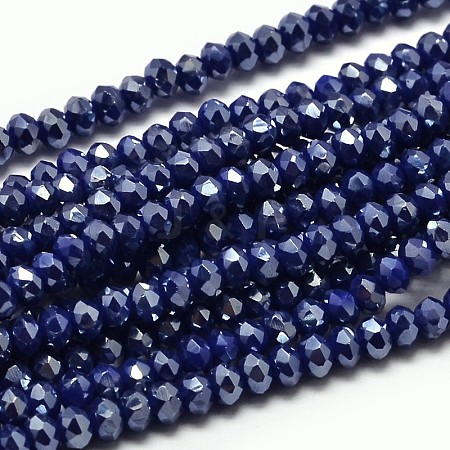Faceted Rondelle Full Rainbow Plated Electroplate Glass Beads Strands X-EGLA-J134-3x2mm-FR04-1
