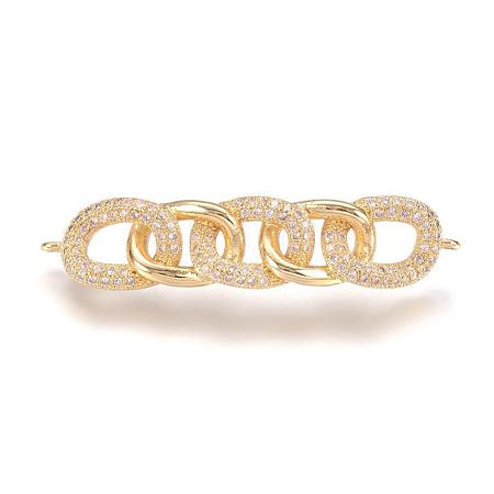 Brass Micro Pave Cubic Zirconia Links ZIRC-E124-25G-1