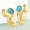 Flower 304 Stainless Steel Synthetic Turquoise Stud Earrings for Women EJEW-U046-16G-2