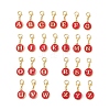 26Pcs Flat Round with Letter A~Z Alloy Enamel Pendant Decorations HJEW-JM02674-1