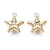 Brass Micro Pave Clear Cubic Zirconia Charms KK-Q764-005-1