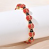 Ladybug Brass Enamel Cuff Bangles for Women BJEW-A171-01G-3