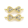 Brass Micro Pave Clear Cubic Zirconia Connector Charms KK-Q820-43G-1