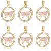 6Pcs Brass Micro Pave Cubic Zirconia Enamel Pendants KK-BBC0020-66-5