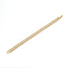 Brass Micro Pave Clear Cubic Zirconia Leaf Link Chain Bracelets for Women ZIRC-T016-08G-3