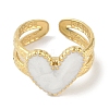 Ion Plating(IP) 304 Stainless Steel Enamel Heart Cuff Finger Rings RJEW-L107-088G-01-2