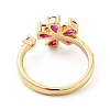 Cerise Cubic Zirconia Flower Open Cuff Ring KK-K270-06G-2