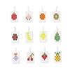 12Pcs Glass Seed Beaded Pendants PALLOY-MZ00984-1