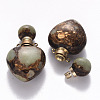 Heart Assembled Synthetic Bronzite and Aqua Terra Jasper Openable Perfume Bottle Pendants G-R484-01A-2