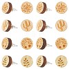 SUNNYCLUE 8 Pairs 4 style Natural Wood Flat Round Stud Earrings EJEW-SC0001-47-1