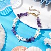 Starfish Synthetic Turquoise & Natural Mixed Gemstone Chip Beaded Bracelets for Women BJEW-JB11264-4