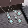 Bohemian Style Alloy & Synthetic Turquoise Pendant Necklaces & Dangle Earrings Sets WG43411-08-1