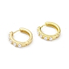 Circle Ring Rack Plating Brass Plastic Pearl Bead Hoop Earrings for Women EJEW-K245-19G-1