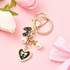 Heart & Bowknot Alloy Enamel Pendant Keychain KEYC-YW00133-02-1