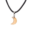 Glass Crescent Moon Pendant Necklaces NJEW-JN04579-3