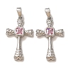 Brass Micro Pave Pink Cubic Zirconia Pendants CU-CBA9AB3-37P-1