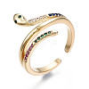 Spakling Cubic Zirconia Snake Wrap Cuff Ring RJEW-N035-070B-NF-3