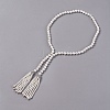 Electroplated Shell Beaded Tassel Necklaces NJEW-G329-03A-1