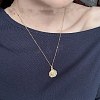 Brass Enamel and Natural Shell Octagon Pendant Necklaces for Women WGEA23F-01-2