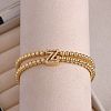 Brass Micro Pave Clear Cubic Zirconia Beads Double Strands Stretch Bracelets for Women FS-WGC7159-26-1