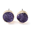 Natural Druzy Agate Stud Earrings EJEW-L168-02E-1