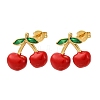 Brass Enamel Stud Earrings EJEW-D322-06G-03-4