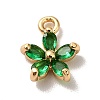 Brass Cubic Zirconia Flower Charms KK-O141-01G-06-1