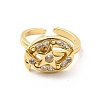 Clear Cubic Zirconia Moon & Star Open Cuff Ring RJEW-C055-03G-2