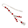 Natural Malaysia Jade Round Beads & Alloy Angel Bookmarks AJEW-TA00052-1