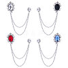 Gorgecraft 4Pcs 4 Colors Glass Oval Hanging Chain Brooches JEWB-GF0001-37-1