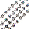 Faceted Rondelle Handmade Electroplate Glass Beads Chains X-AJEW-JB00130-01-1