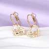Heart Brass & Natural Pearl Hoop Earrings EJEW-Z159-03G-3