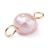 Natural Cultured Freshwater Pearl Connector Charms PALLOY-JF01394-01-4