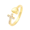 Brass Micro Pave Clear Cubic Zirconia Cuff Rings for Women RJEW-U047-15G-4