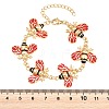 304 Stainless Steel Enamel Link Chain Bracelets for Women BJEW-H641-04G-3