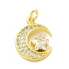 Rack Plating Brass Micro Pave Cubic Zirconia Pendants KK-D359-14G-1