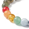 5Pcs 5 Style Natural Wood & Mixed Gemstone Round Beaded Stretch Bracelets Set BJEW-JB08815-5