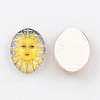 Sun Pattern Glass Oval Flatback Cabochons for DIY Projects X-GGLA-R022-25x18-46-2