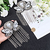Flower Iron Chain Tassel with Rhinestone Epaulettes AJEW-WH20006-326B-P-3