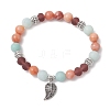 Natural Amazonite & Pink Aventurine & Glass Beads Stretch Bracelets for Women Men BJEW-JB11383-2