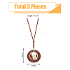 FIBLOOM 3Pcs 3 Colors Alloy Flat Round with Bird Pendant Necklaces Set with Faux Suede Cords NJEW-FI0001-30-2