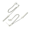 Rertangle Alloy Chain Tassel Stud Earrings for Women Men EJEW-C093-01P-2