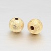 Real 18K Gold Plated Brass Textured Round Beads X-KK-L147-191-4mm-NR-2