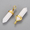 Natural White Jade Bullet Double Terminated Pointed Pendants G-G902-B24-2