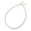 8MM Round White Shell Pearl Beaded Necklaces NJEW-JN05700-4